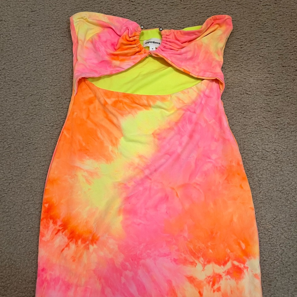 Superdown Neon Tie-Dye Dress